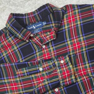 Ralph‎ Lauren Blake Shirt Mens XL Red Green Plaid Cotton Button Up Preppy